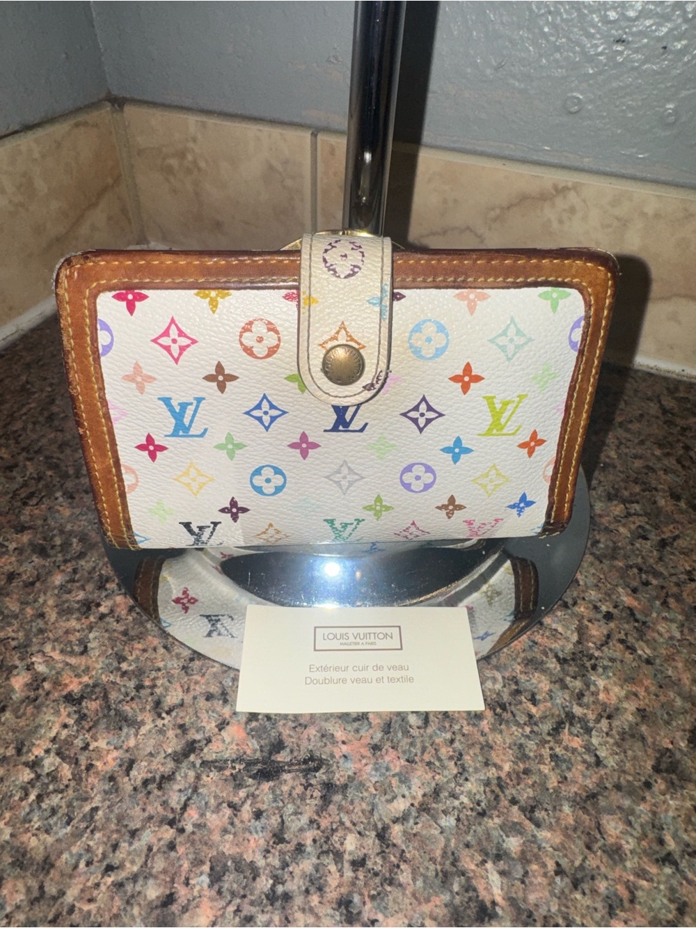 Louis Vuitton Murakami Compact Wallet with kiss lock coin compartment. EUC
